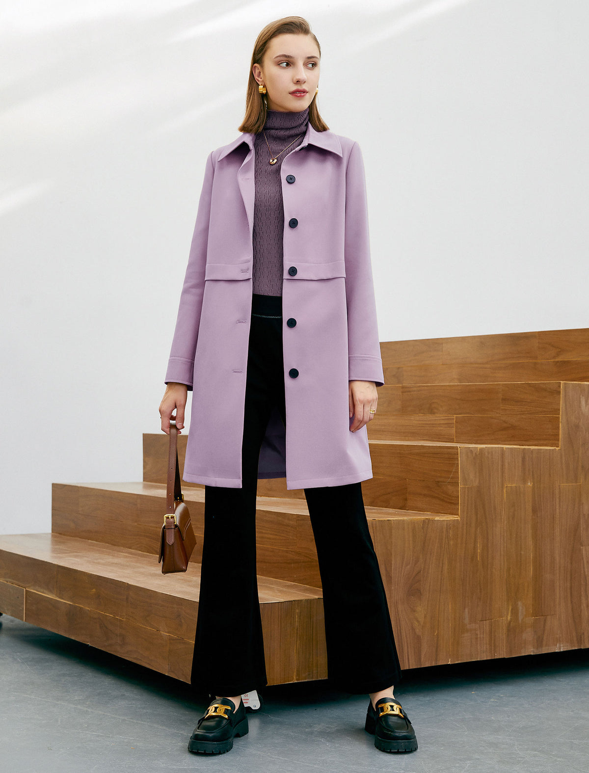 Collared Relaxed Straight-Fit Trench Coat