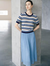 Pleated High-Waist Midi Skirt