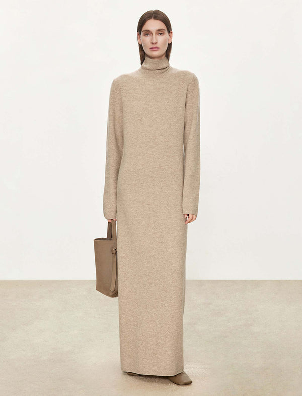 100% Wool Turtleneck Maxi Dress