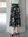 Mulberry Silk Floral Print Midi Skirt