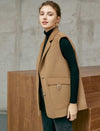 Camel Wool-Blend Lapel Vest