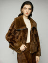 Plush Wide-Lapel Zip-Front Pocket Cropped Jacket