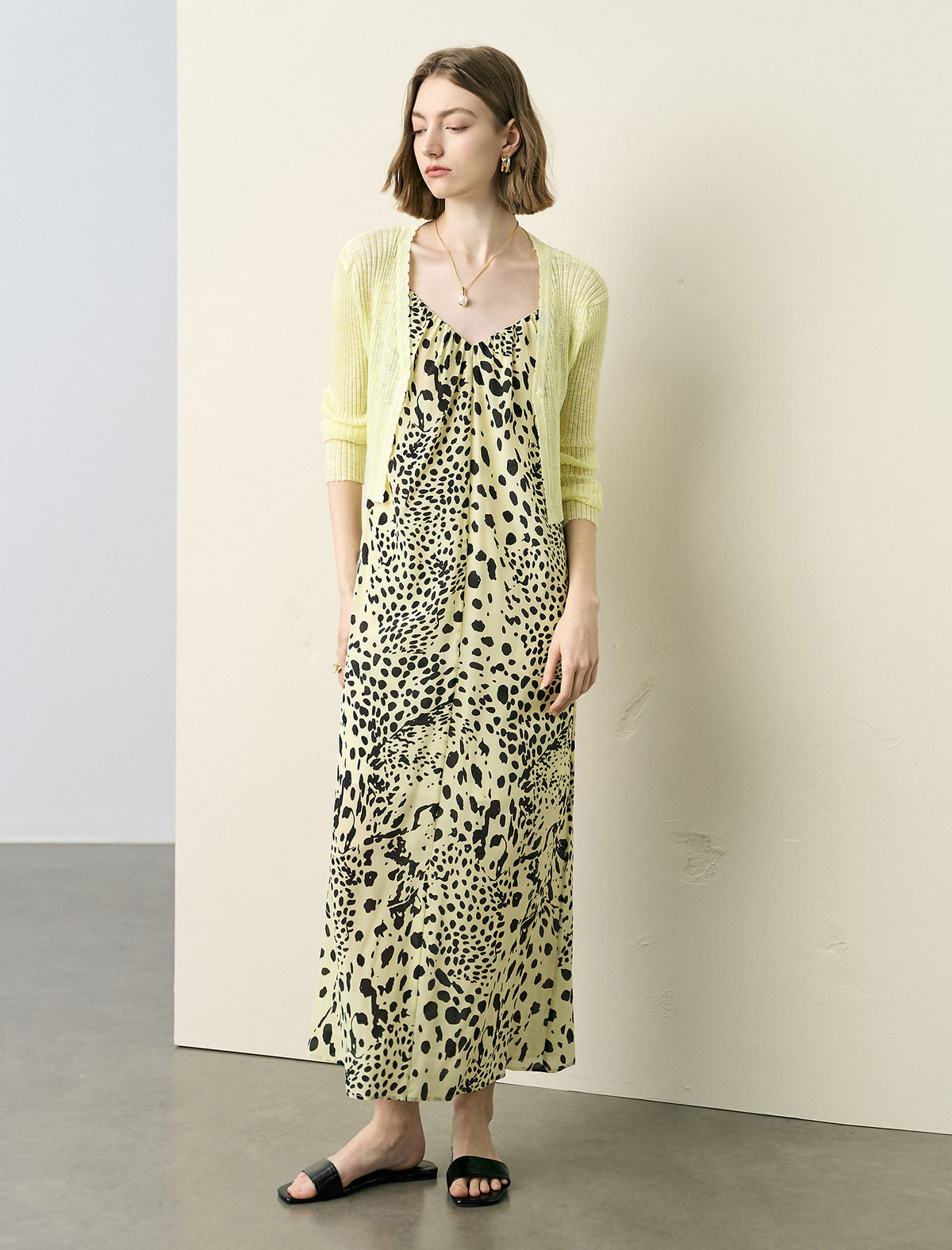 Leopard Print Slip Silk Maxi Dress