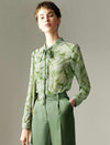 Print Tie-Neck Blouse