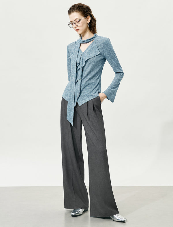 Halter Ruffled Slim Fit Knit Top