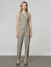 Sage Green Wool High Waist Straight Leg Cropped Office Pants
