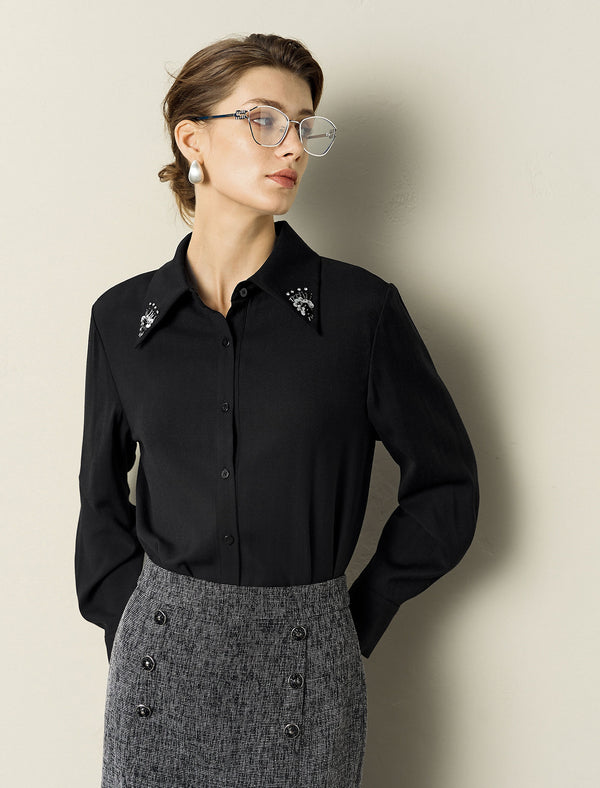 Embellished Collar Button-Down Shirt