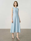 Light Blue Tencel Sleeveless A-Line Midi Dress