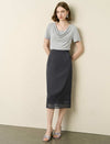 Cowl‑Neck Lace‑Panel Knit Top