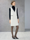 Wool Blend Braided-Trim V-Neck Pocket Sleeveless Dress