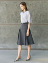 Solid Color Pleated Midi Skirt