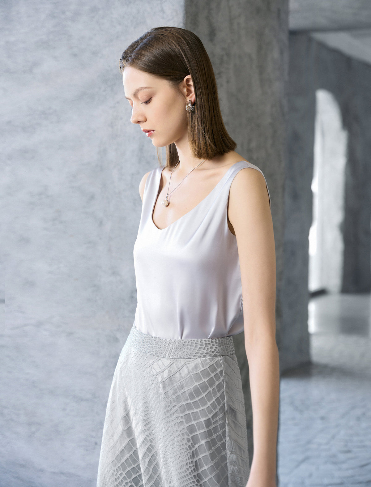 Satin V-Neck Sleeveless Top