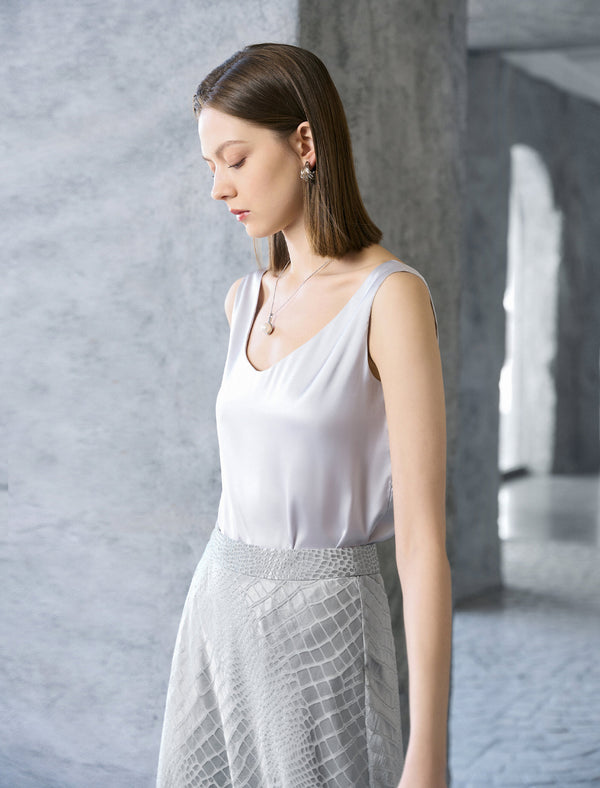 Satin V-Neck Sleeveless Top