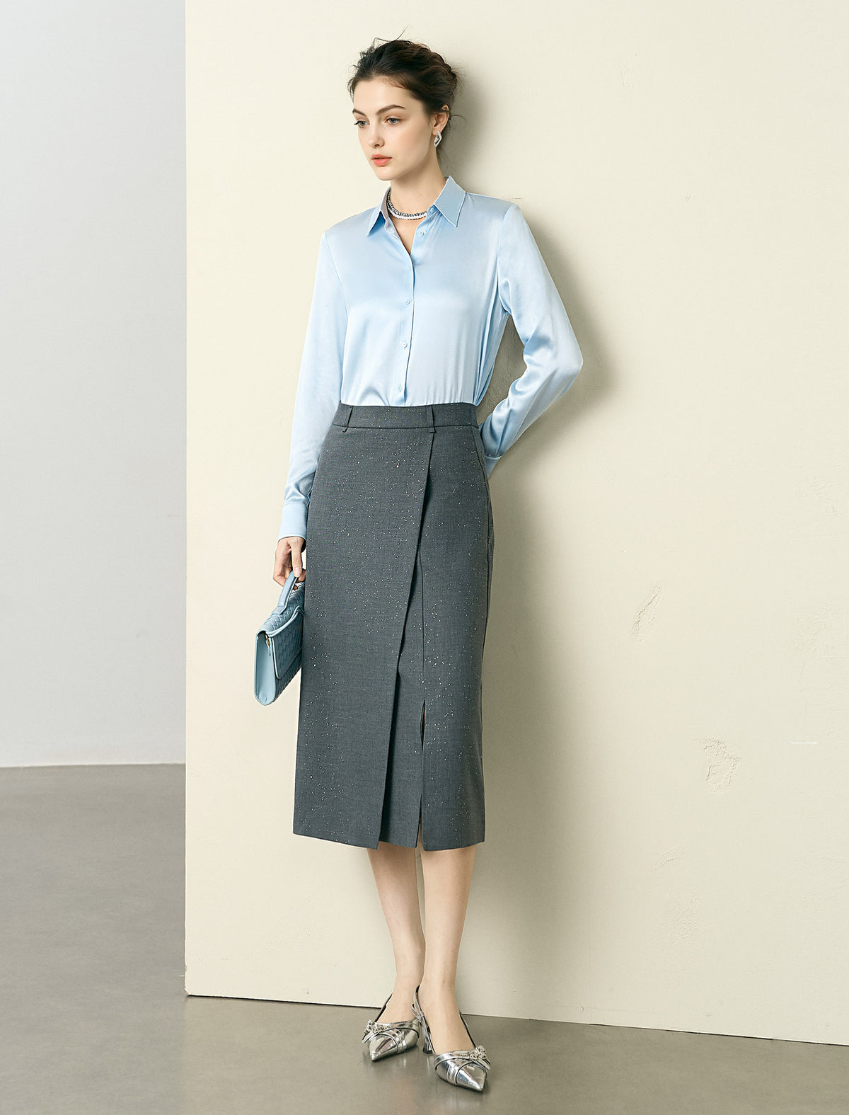 Mulberry Silk Button-Down Shirt