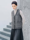 Sparkle Tweed V Neck Sleeveless Fringe Trim Vest