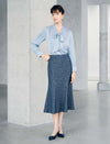 High Waist Textured Midi Mermaid Skirt