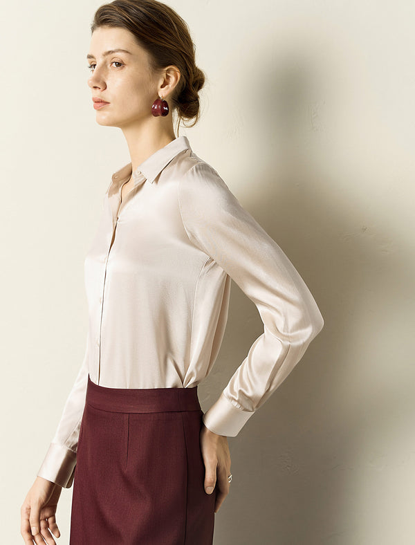 Light Blue Loose Long-Sleeve Professional Shirt