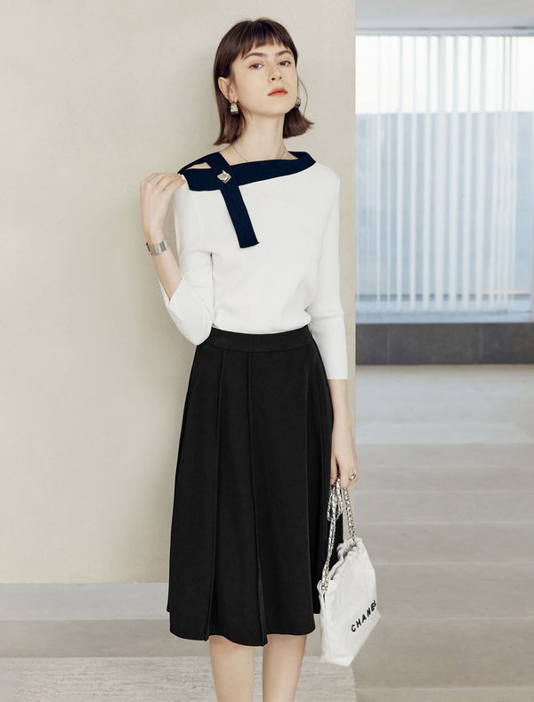 Black A-Line Midi Skirt