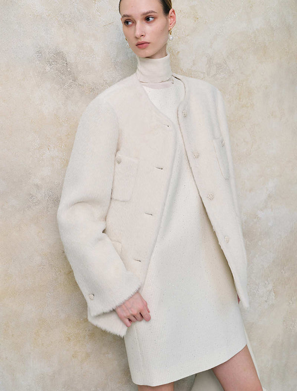 Wool-Blend Sparkle Shift Dress