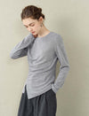 Ribbed Asymmetric Long Sleeve Top