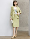 Notch Lapel 3/4 Sleeve Office Blazer