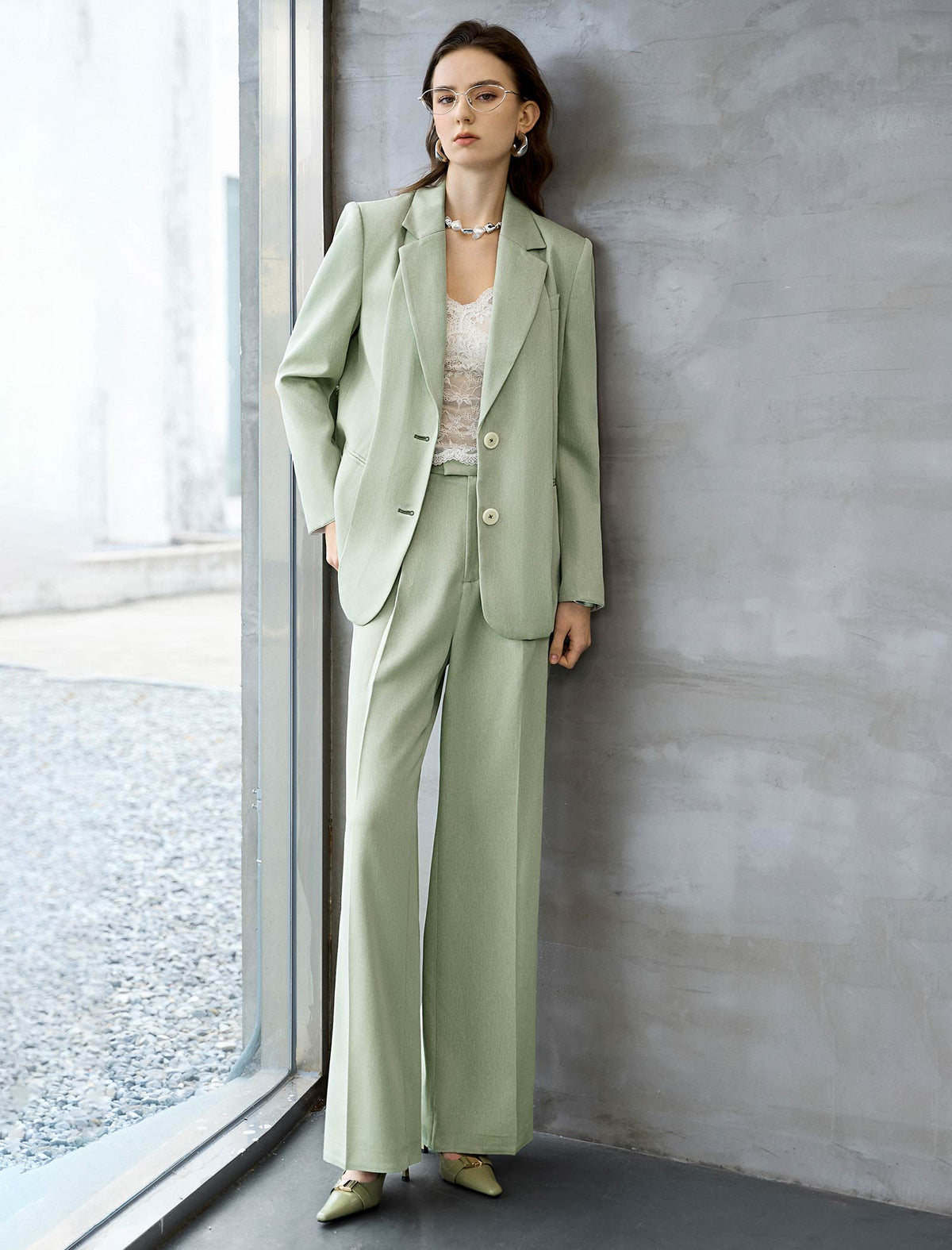 Sage Green Tailored Blazer