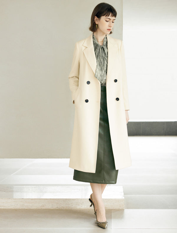 Olive Green Faux Leather Midi Skirt