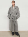 100% Alpaca Double-Breasted Wool Long Coat