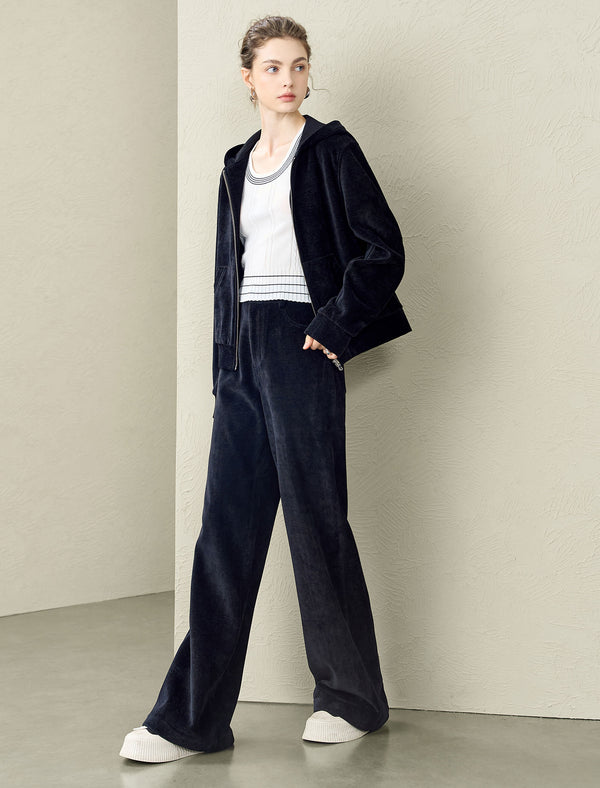 Navy Blue Wide-Leg Pants