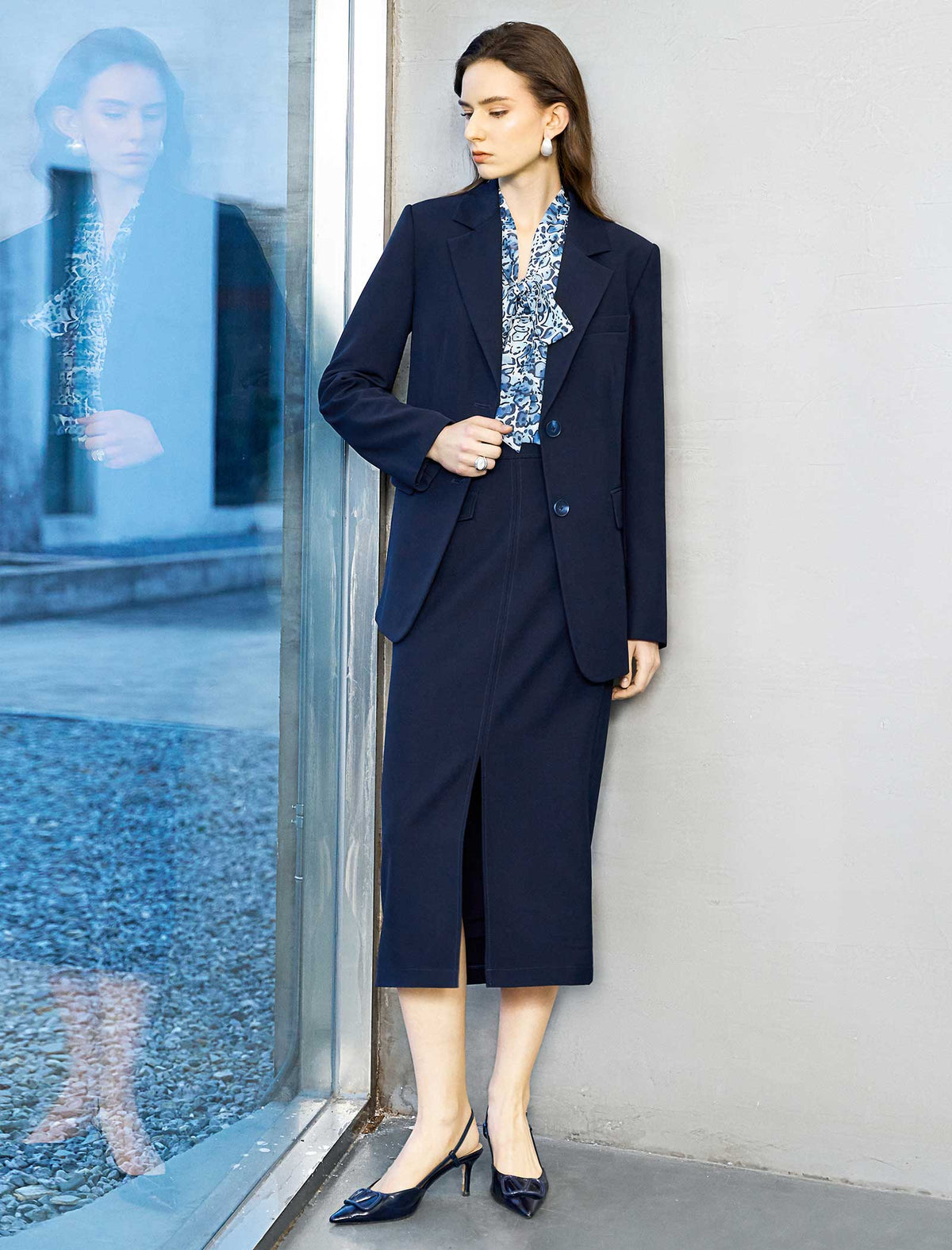 Navy Blue Tailored Blazer