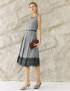 Striped Sleeveless Belted Dress