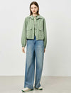 Sage Green Cropped Utility Cargo Jacket