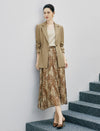 Notched Lapel Drawstring Waist Long Sleeve Jacket