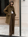 Brown Wool-Blend Toggle Coat