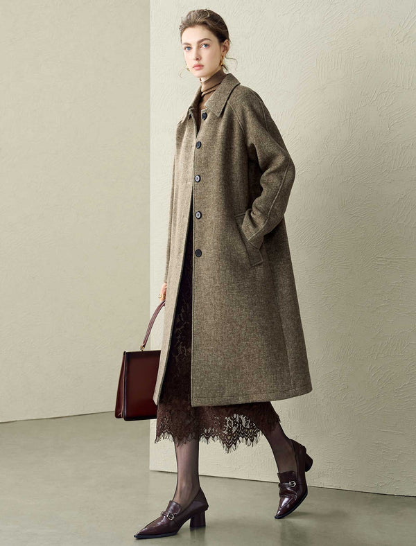 Coffee Wool-Blend Overcoat