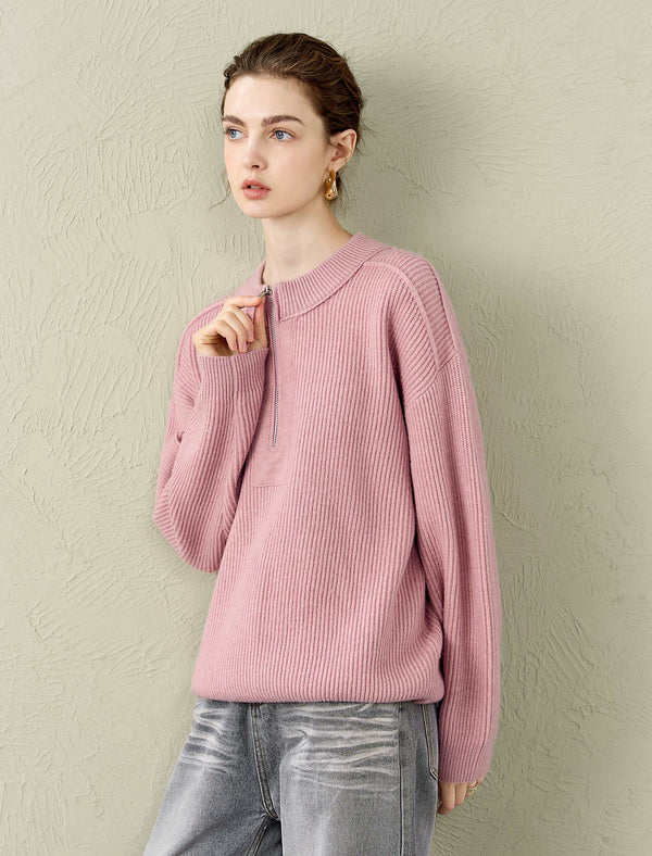 Half-Zip Ribbed Sweater