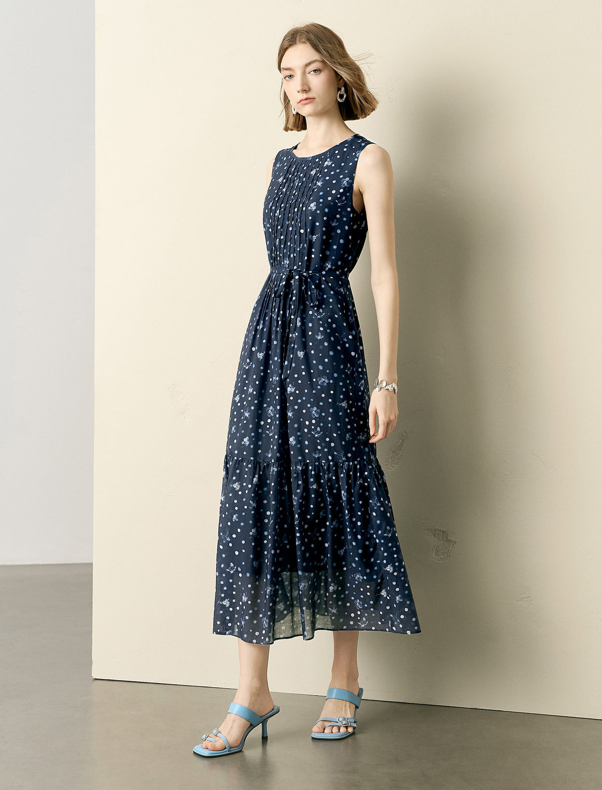 Tencel Floral Polka Dot Maxi Dress