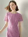Lilac Floral Lace Midi Dress