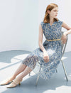 Waist-Cinched Sleeveless Shirt Pleated Dress