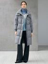 Hooded Quilted Zip-Front Ribbed-Cuff Long Puffer Coat