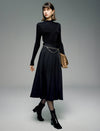 Pleated A-Line Midi Skirt