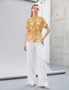 Gardenia Burnout Floral Tie-Waist Blouse