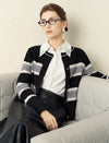 Black White Striped Loose Knit Sweater