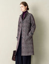 Classic Plaid Wool-Blend Stand Collar Coat