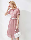 Short Sleeve Plaid Dress with Cinched Waist