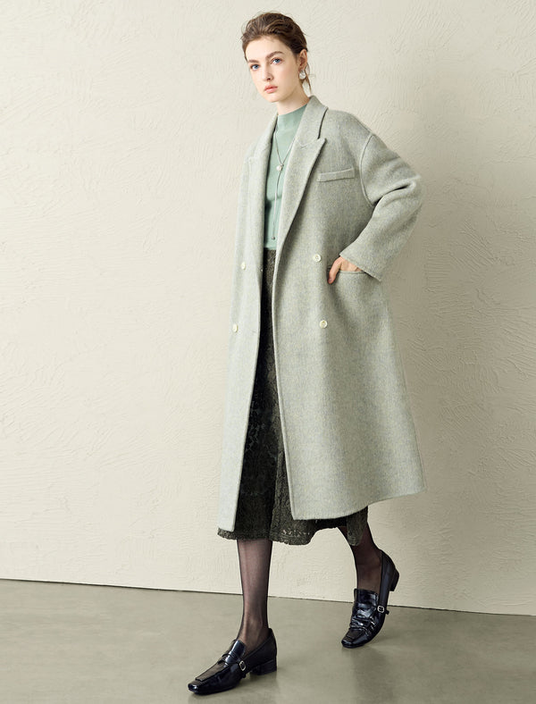 Light Green Wool Silk Blend Coat