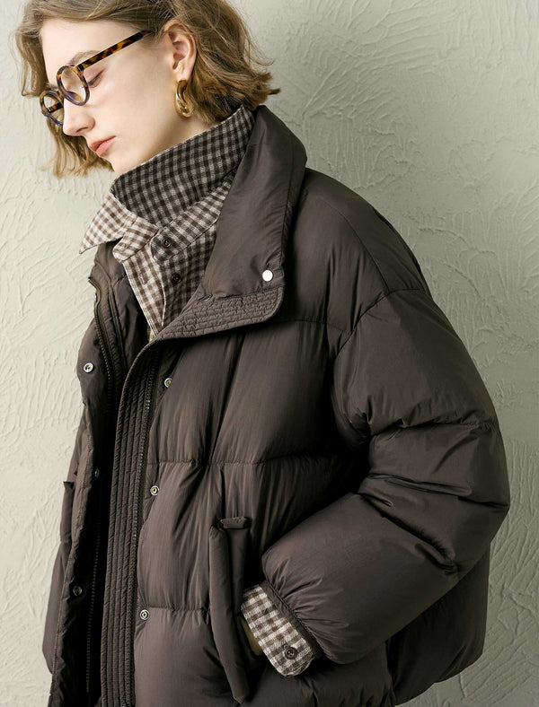 Stand-Collar Side Pocket Down Jacket