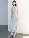 V-Neck Pleated Midi Dress