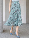 Abstract Print Pleated Midi Skirt