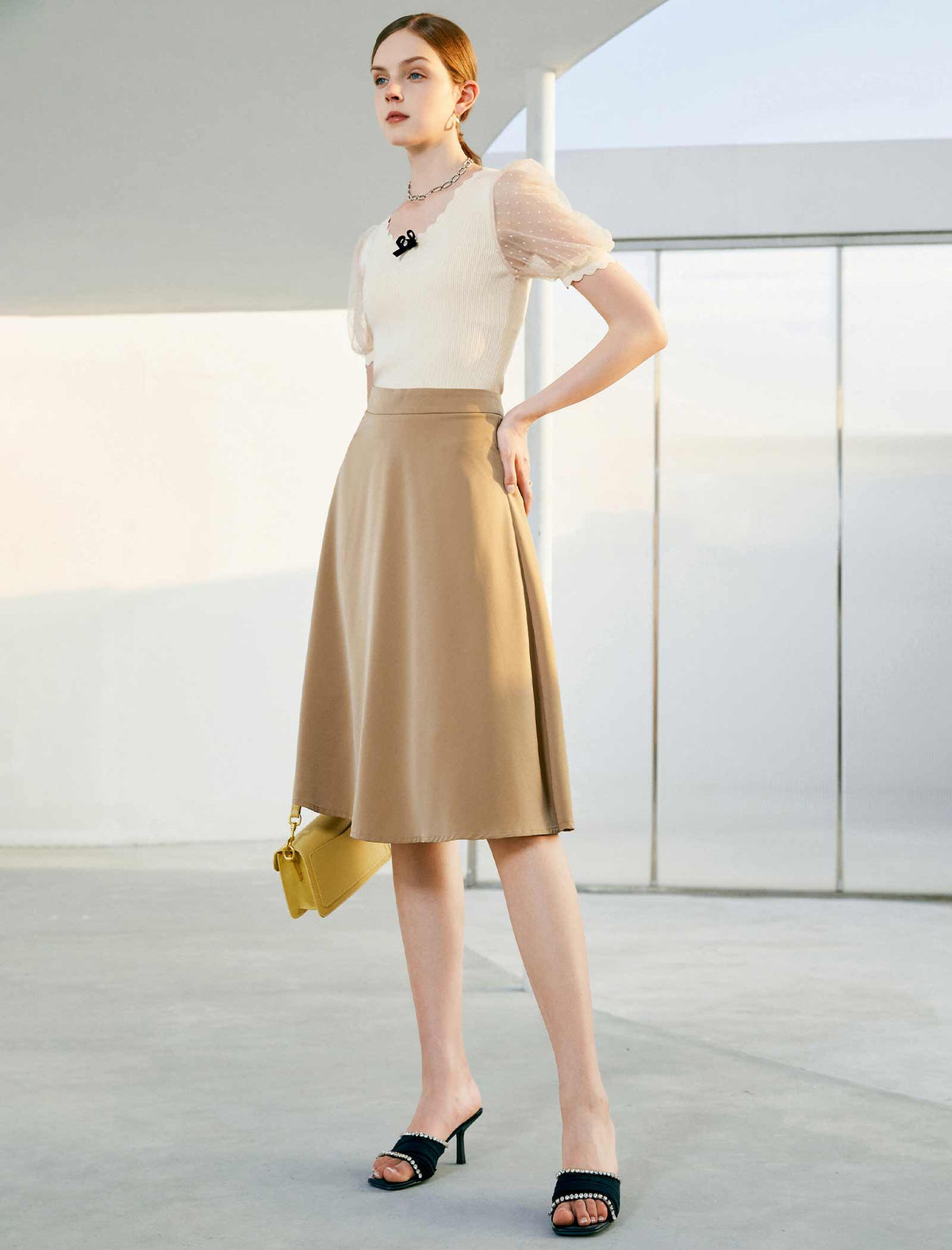 Solid A-Line Skirt